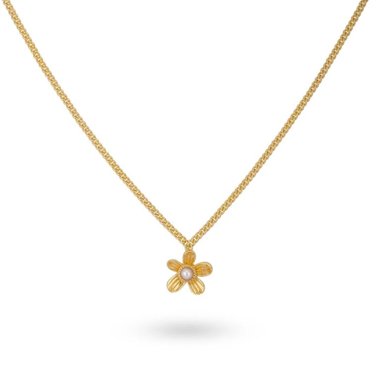 24KAE Necklace with Flower and Pearl