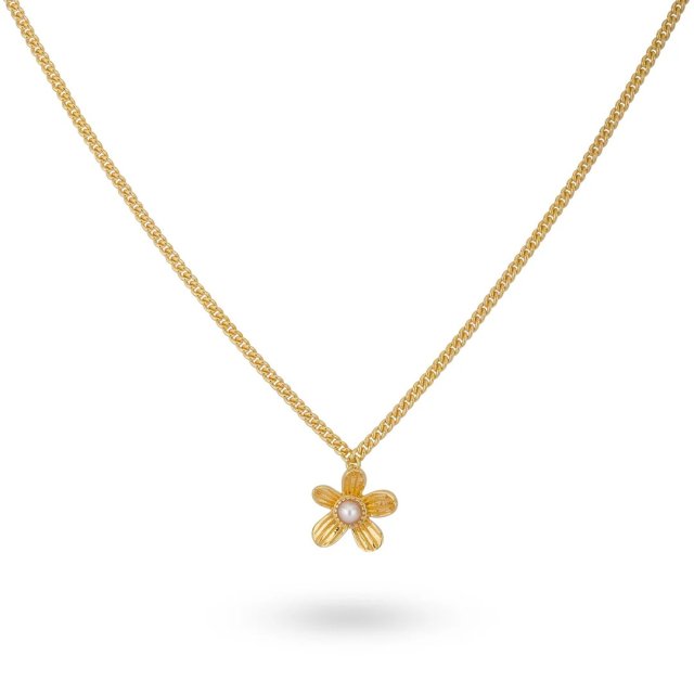 24KAE Necklace with Flower and Pearl