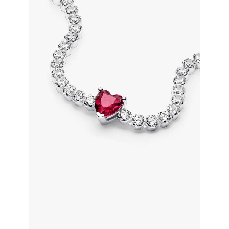 PANDORA MOMENTS Βραχιόλι Ριβιέρα με Λαμπερή Κόκκινη Καρδιά