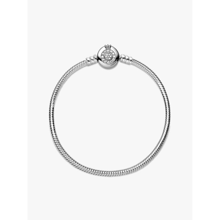 PANDORA MOMENTS Αστραφτερό Bραχιόλι με Aλυσίδα Τύπου Φίδι και Κορώνα Ο