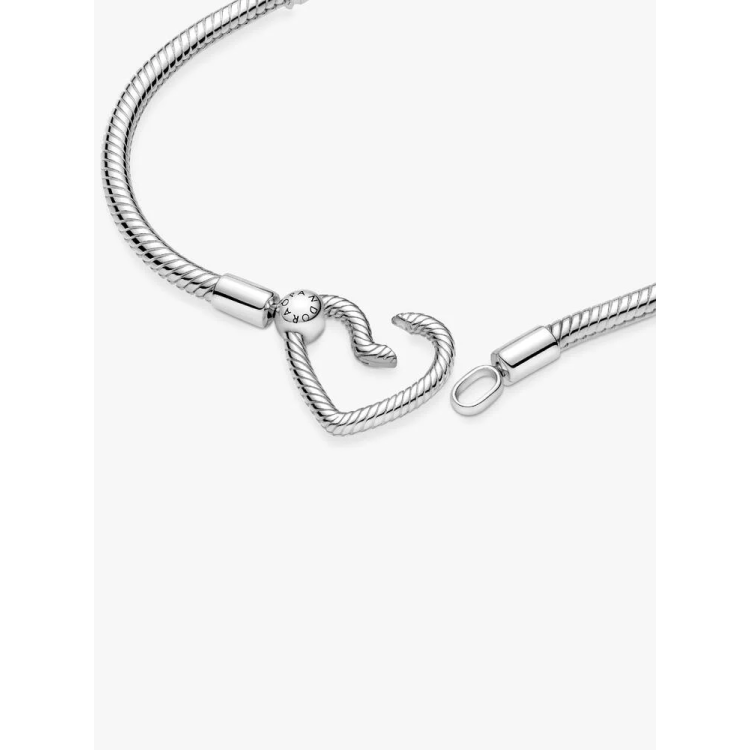 PANDORA MOMENTS Βραχιόλι με Αλυσίδα Τύπου Φίδι και Κούμπωμα σε Σχήμα Καρδιάς