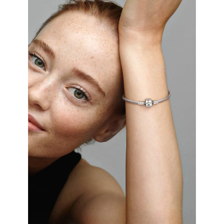 PANDORA MOMENTS Βραχιόλι με Aλυσίδα-Φίδι και Κυλινδρικό Κούμπωμα