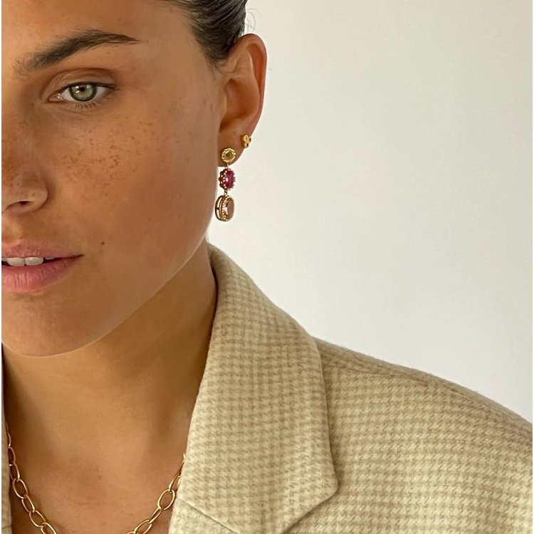 24KAE Earrings with Colored Stones