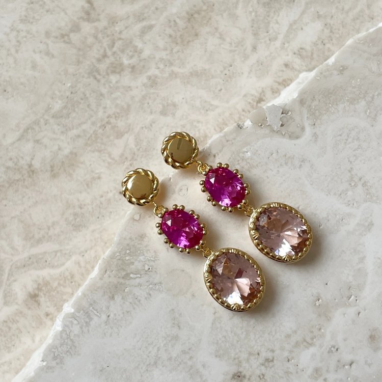 24KAE Earrings with Colored Stones