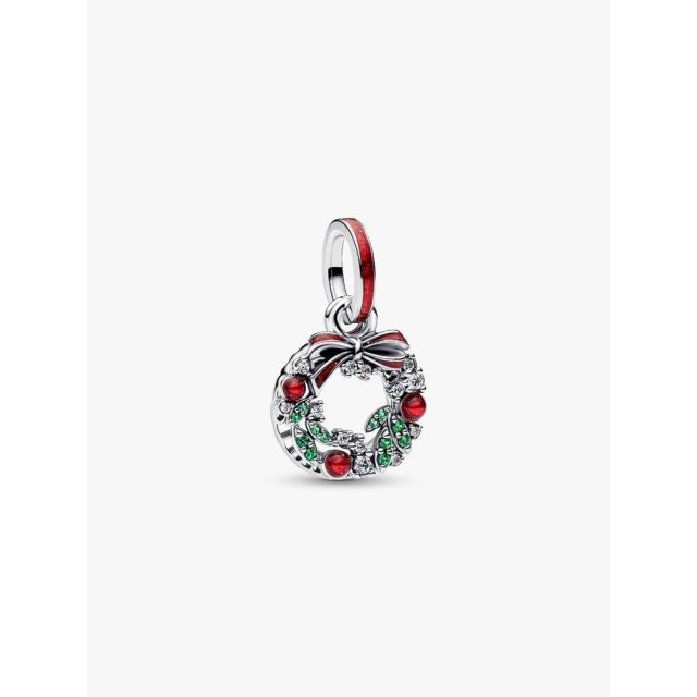 PANDORA MOMENTS Holiday Wreath Double Dangle Charm