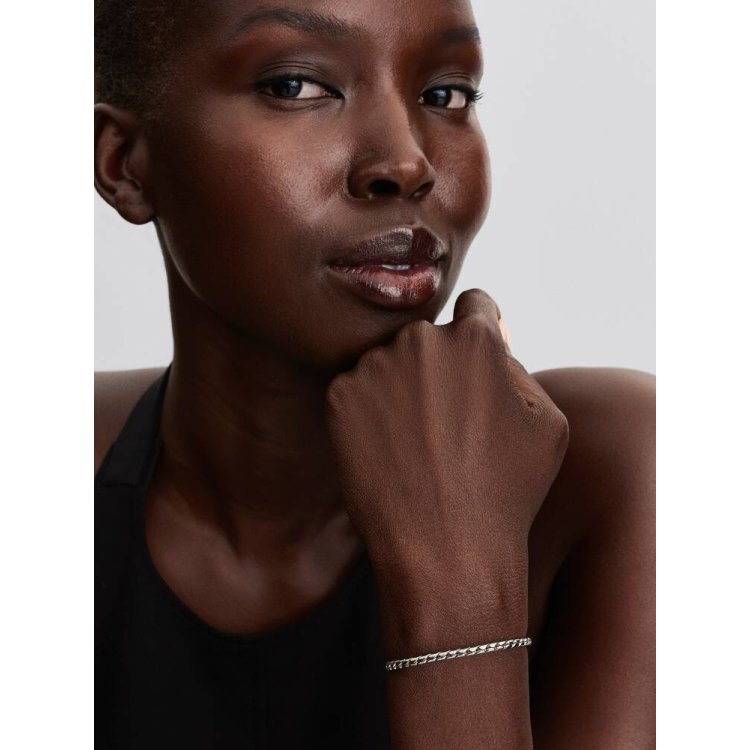 PANDORA MOMENTS Βραχιόλι με Αλυσίδα-Φίδι και Στρογγυλό Κούμπωμα