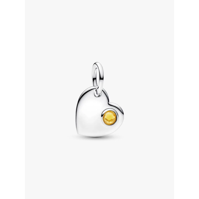 PANDORA ΜΟΜΕΝΤS Engravable Heart Honey Stone Dangle Charm