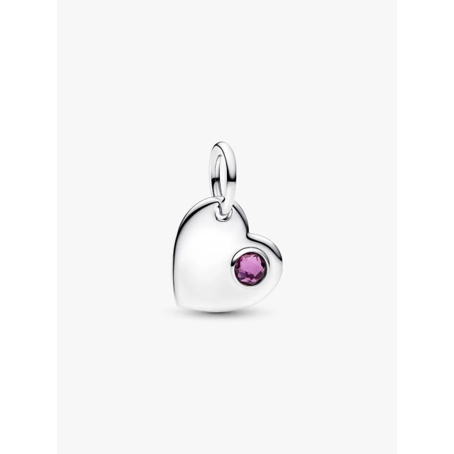 PANDORA ΜΟΜΕΝΤS Engravable Heart Purple Stone Dangle Charm