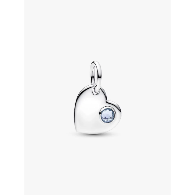 PANDORA MOMENTS Engravable Heart Aqua Blue Stone Dangle Charm