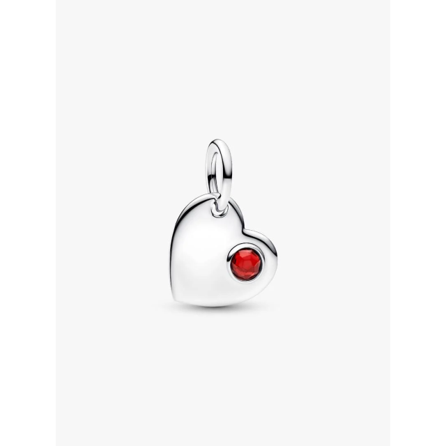 PANDORA ΜΟΜΕΝΤS Engravable Heart Red Stone Dangle Charm