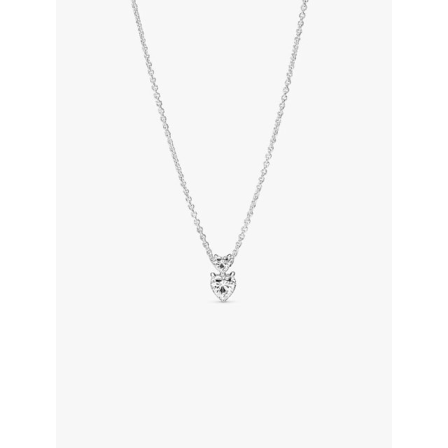 PANDORA TIMELESS Double Heart Pendant Sparkling Collier Necklace
