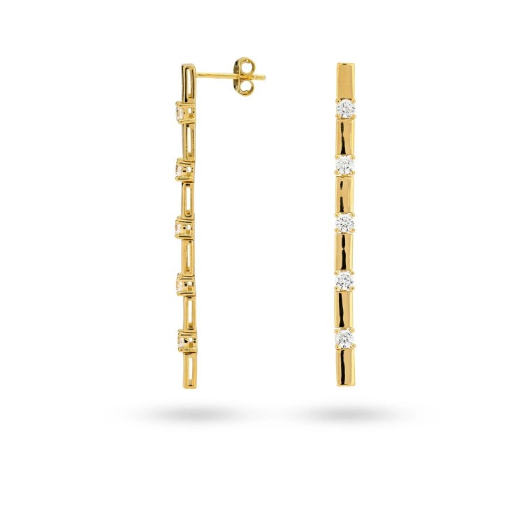 24KAE Earrings with White Stones