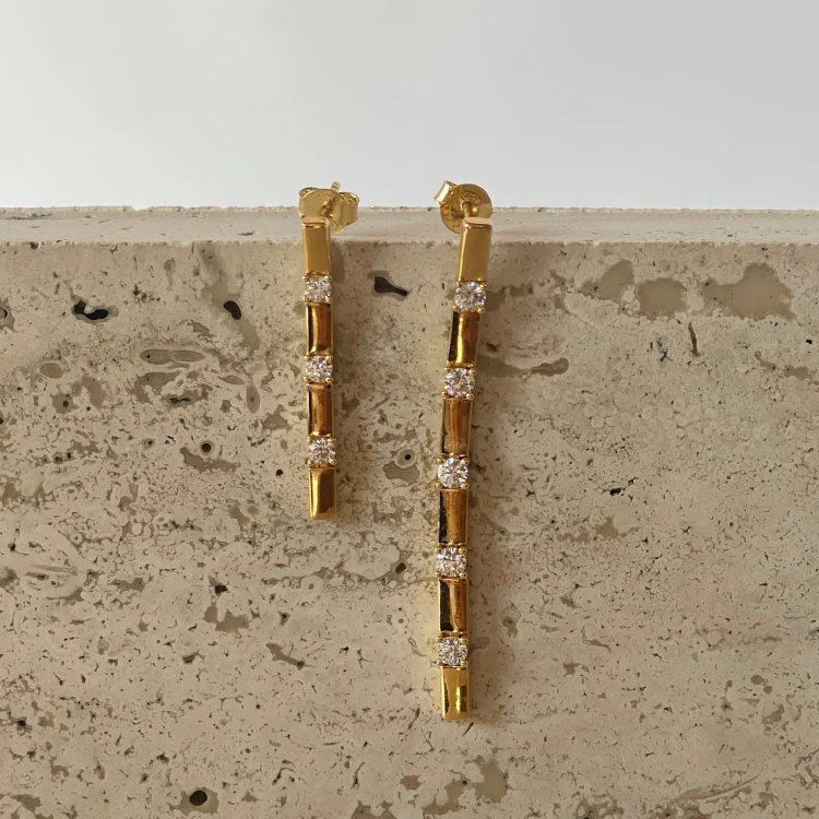 24KAE Earrings with White Stones