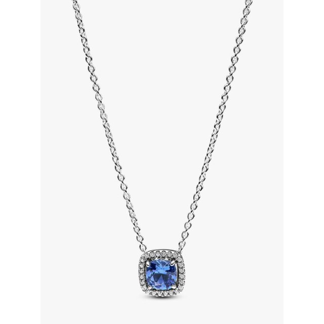 PANDORA TIMELESS Sparkling Square Blue Halo Pendant Necklace