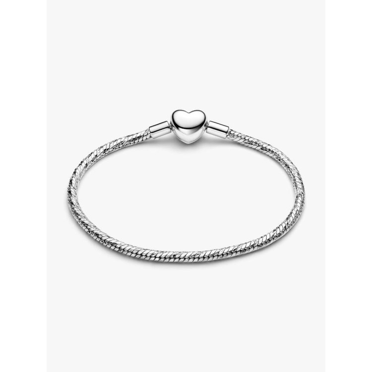 PANDORA ΜΟΜΕΝΤS Βραχιόλι Φίδι με Καρδιά Ασημί