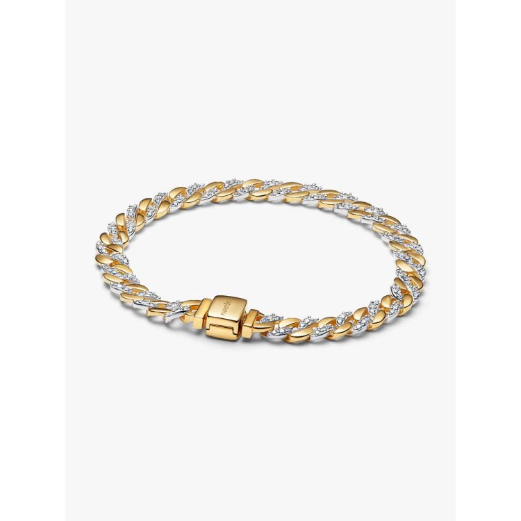 PANDORA TIMELESS Two-Tone Pave Cuban Chain Bracelet