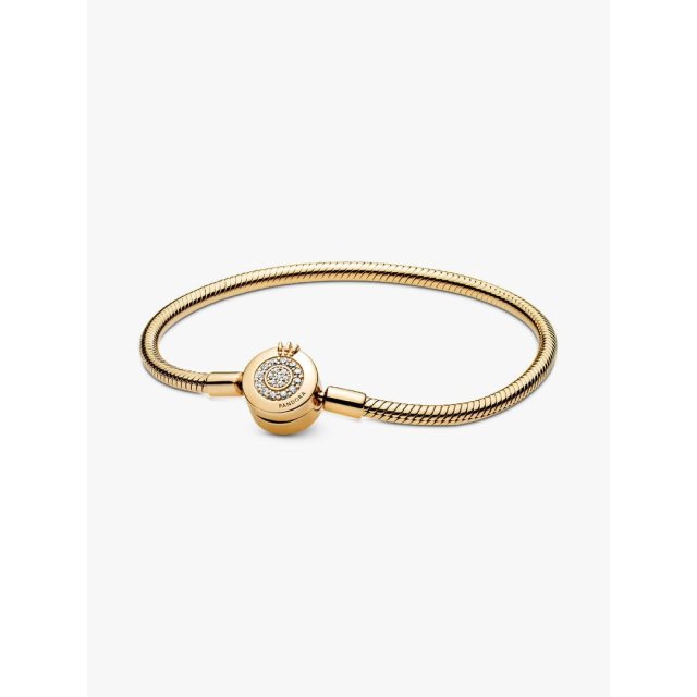 PANDORA MOMENTS Αστραφτερό Bραχιόλι με Aλυσίδα Τύπου Φίδι και Κορώνα Ο
