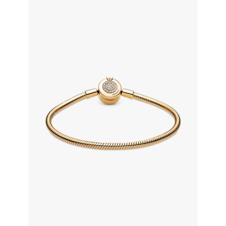 PANDORA MOMENTS Αστραφτερό Bραχιόλι με Aλυσίδα Τύπου Φίδι και Κορώνα Ο