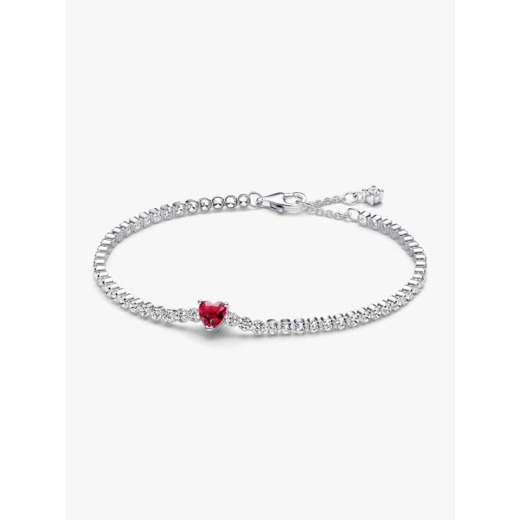 PANDORA MOMENTS Βραχιόλι Ριβιέρα με Λαμπερή Κόκκινη Καρδιά