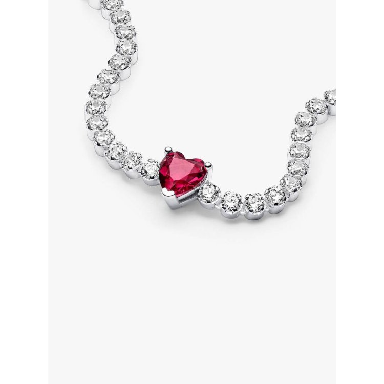 PANDORA MOMENTS Βραχιόλι Ριβιέρα με Λαμπερή Κόκκινη Καρδιά