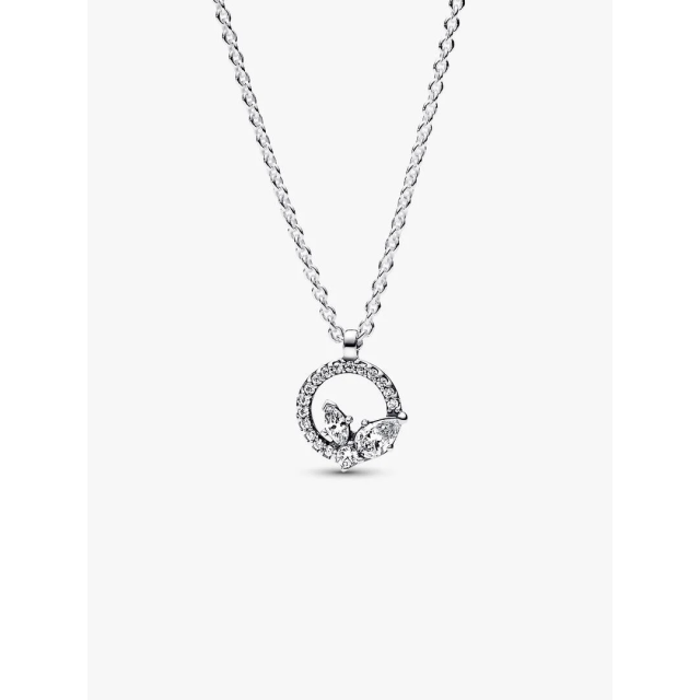 PANDORA TIMELESS Κολιέ με Kρεμαστό Herbarium Κύκλος και Λαμπερά Πέταλα