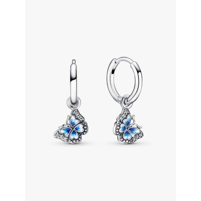 PANDORA MOMENTS Blue Butterfly Hoop Earrings