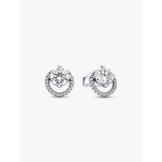 PANDORA ΤΙΜΕLESS Sparkling Round Halo Stud Earrings
