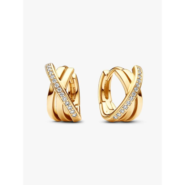 PANDORA TIMELESS Crossover Pave Hoop Earrings