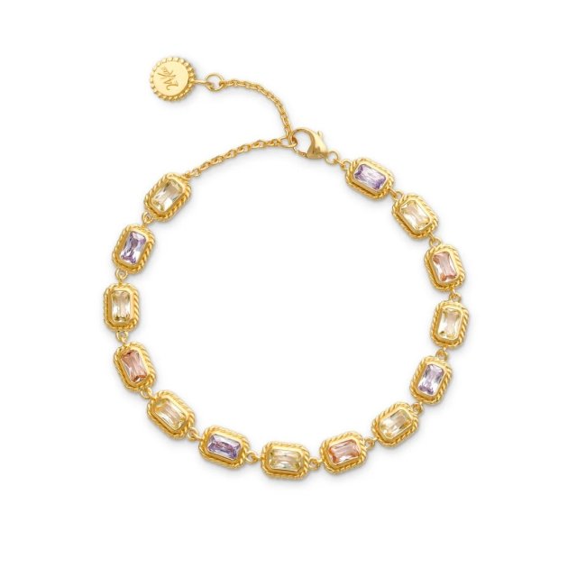 24KAE Vintage-Look Bracelet with Pastel Stones
