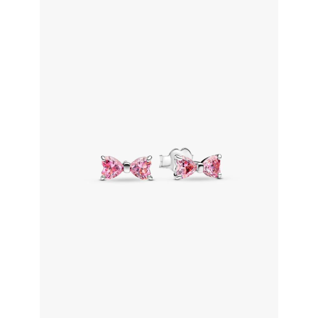 PANDORA ΤΙΜΕLESS Sparkling Pink Bow Stud Earrings