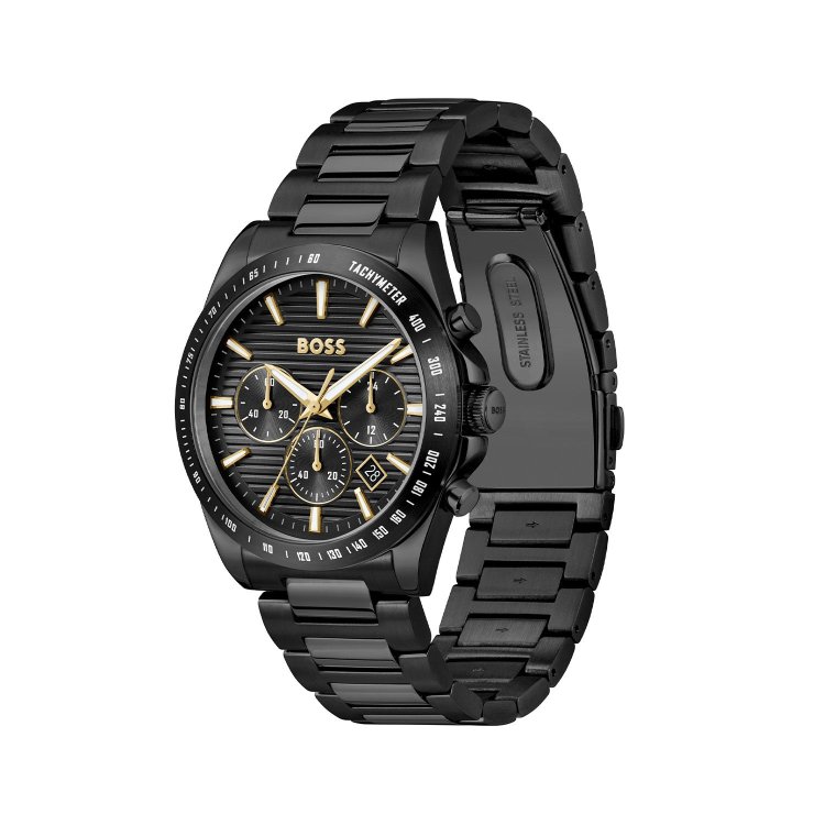 BOSS Strike Black Stainless Steel Bracelet