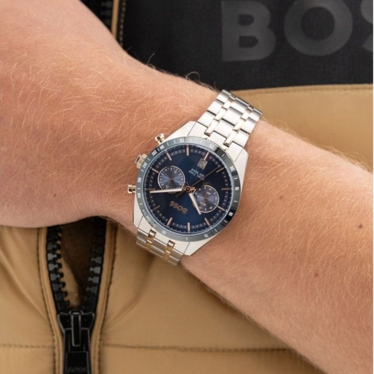 BOSS Tourmaster Multifunction Two Tone Stainless Steel Bracelet 