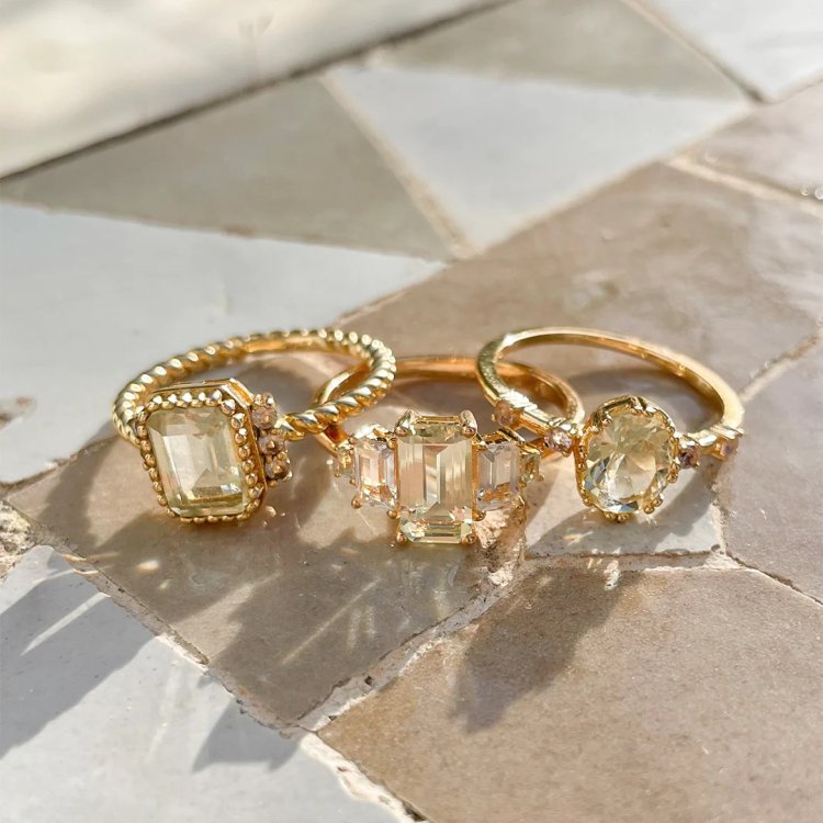 24KAE Ring Oval with Colored Stones