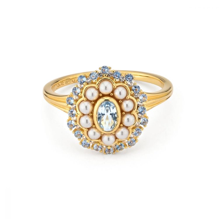 24KAE Ring with Colored Stones 