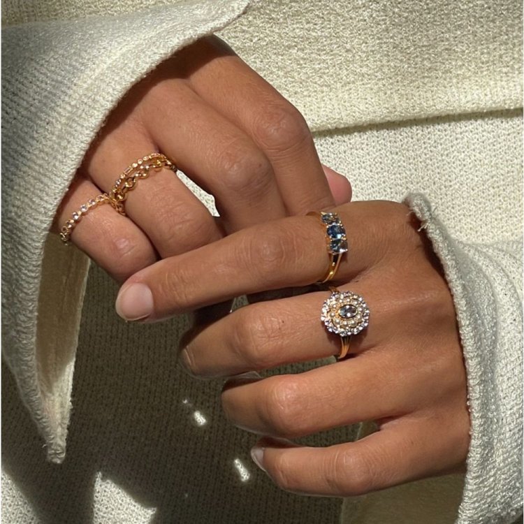 24KAE Ring with Colored Stones 