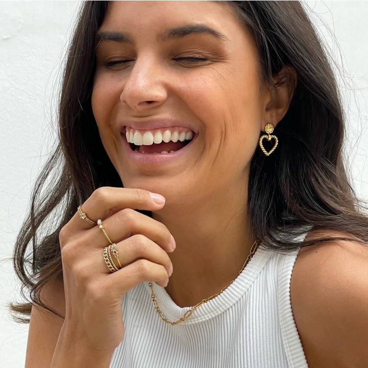 24KAE Statement Earrings Ηeart Shaped