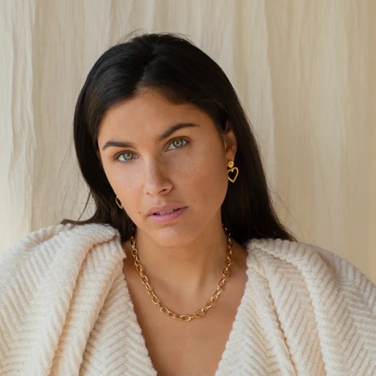 24KAE Statement Earrings Ηeart Shaped