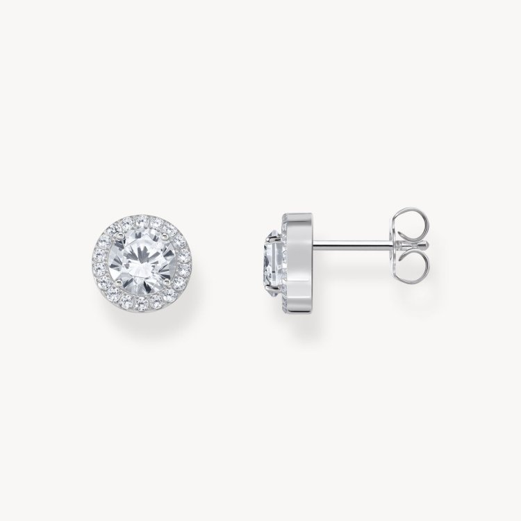 THOMAS SABO Silver Halo Ear Studs with White Zirconia in Brilliant Cut