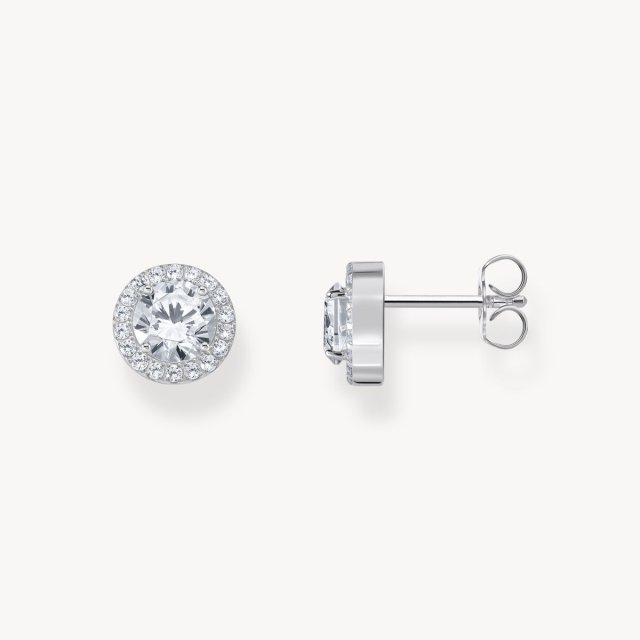 THOMAS SABO Silver Halo Ear Studs with White Zirconia in Brilliant Cut