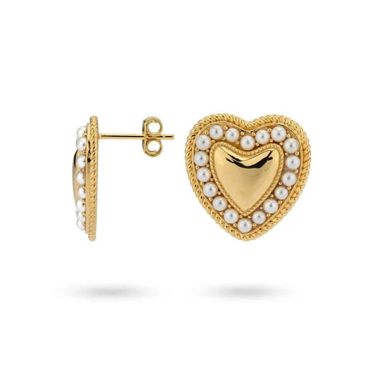 24KAE Statement Heart Earrings with Pearls