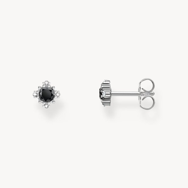 THOMAS SABO Silver Small Ear Studs Vintage with Black Zirconia