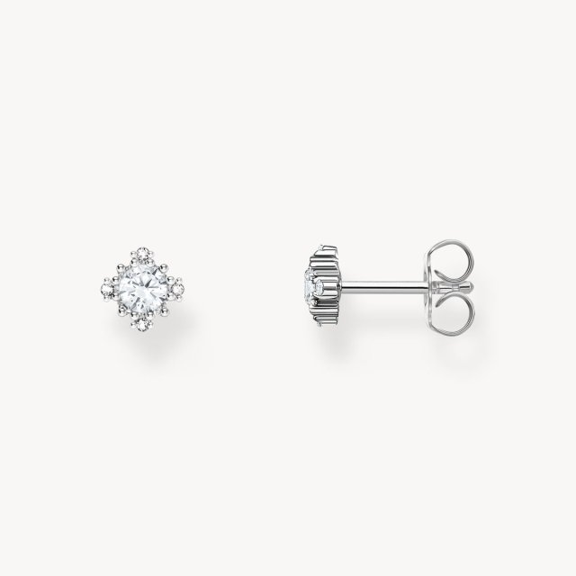 THOMAS SABO Silver Small Ear Studs Vintage with White Zirconia