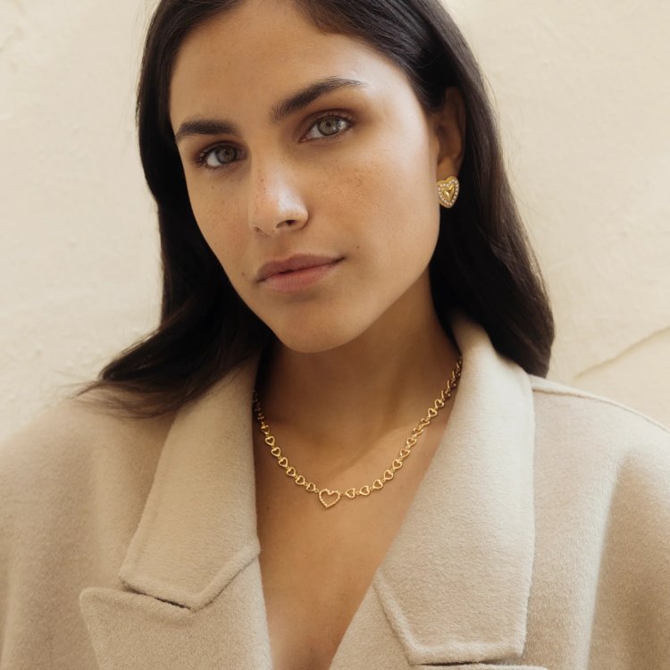 24KAE Statement Heart Earrings with Pearls