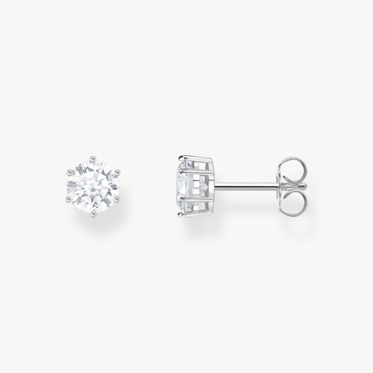 THOMAS SABO Silver Ear Studs with White Zirconia in Brilliant Cut