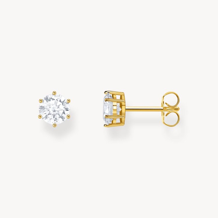 THOMAS SABO Gold-Plated Ear Studs with White Zirconia in Brilliant Cut