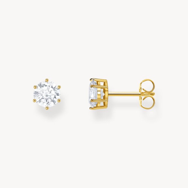 THOMAS SABO Gold-Plated Ear Studs with White Zirconia in Brilliant Cut