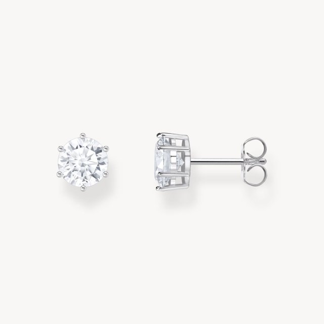THOMAS SABO Silver Ear Studs with Big White Zirconia
