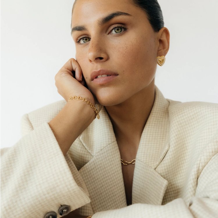 24KAE Statement Heart Earrings with Pearls