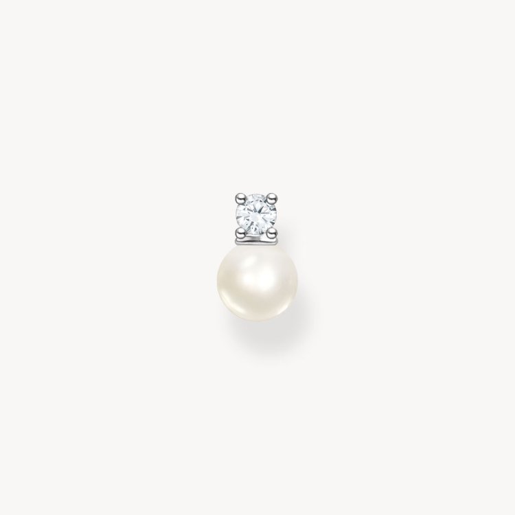 THOMAS SABO Single Ear Stud Pearl with White Stone Silver 