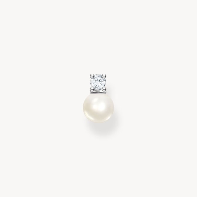 THOMAS SABO Single Ear Stud Pearl with White Stone Silver 